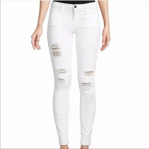 FRAME LE HIGH SKINNY IN BLANC RIP SIZE 28 NWOT - Picture 1 of 9